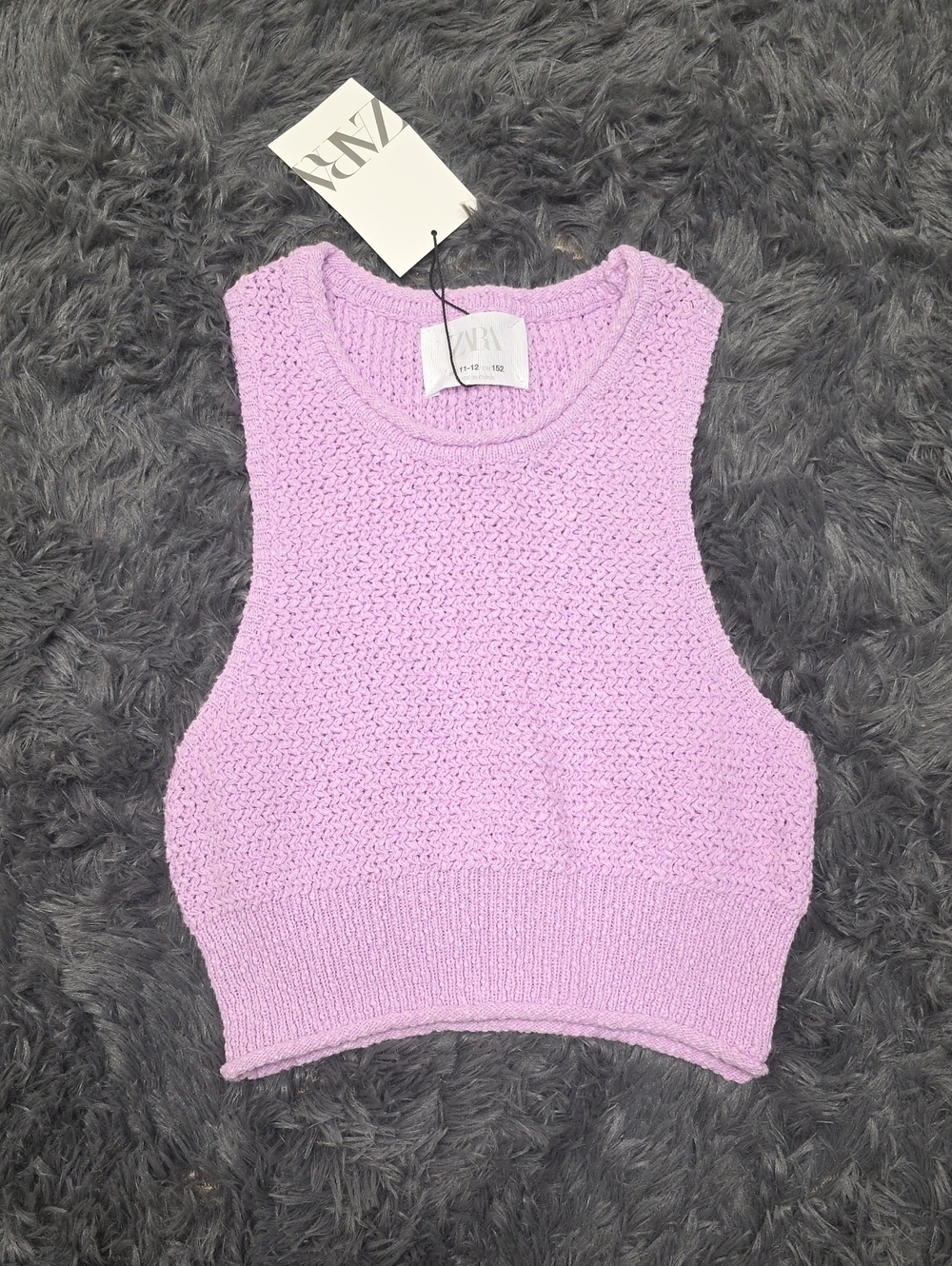 ZARA Lavender Girls Knit Crop Tank Top. Size 11-12. NWT.
